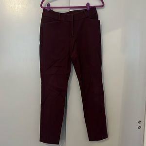 Maroon Loft Julie skinny slacks